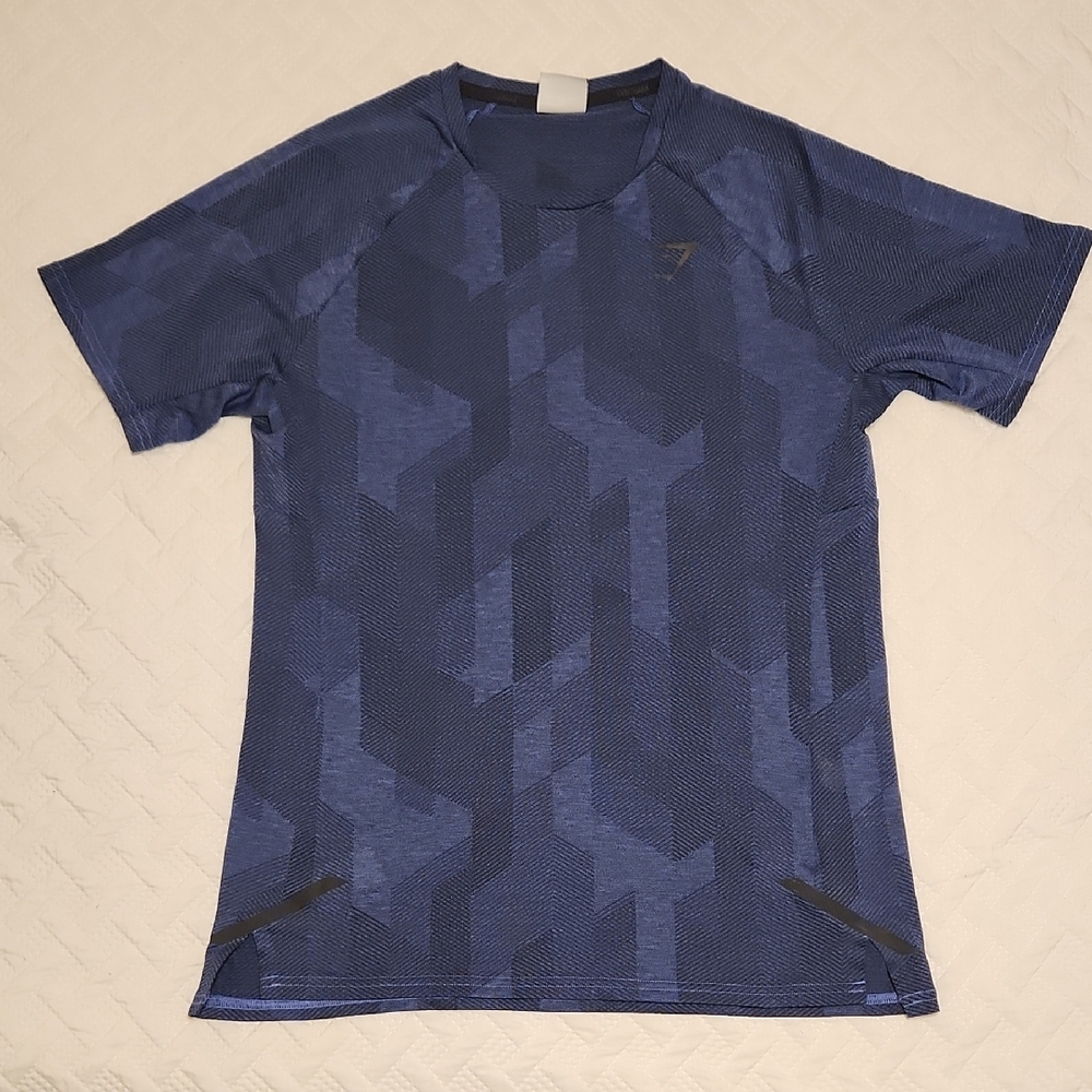 Gymshark Blue Geometric Pattern T-Shirt